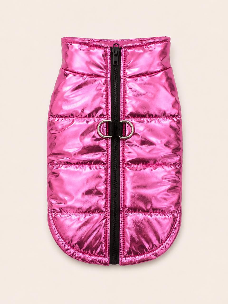Parka acolchada rosa metalizada